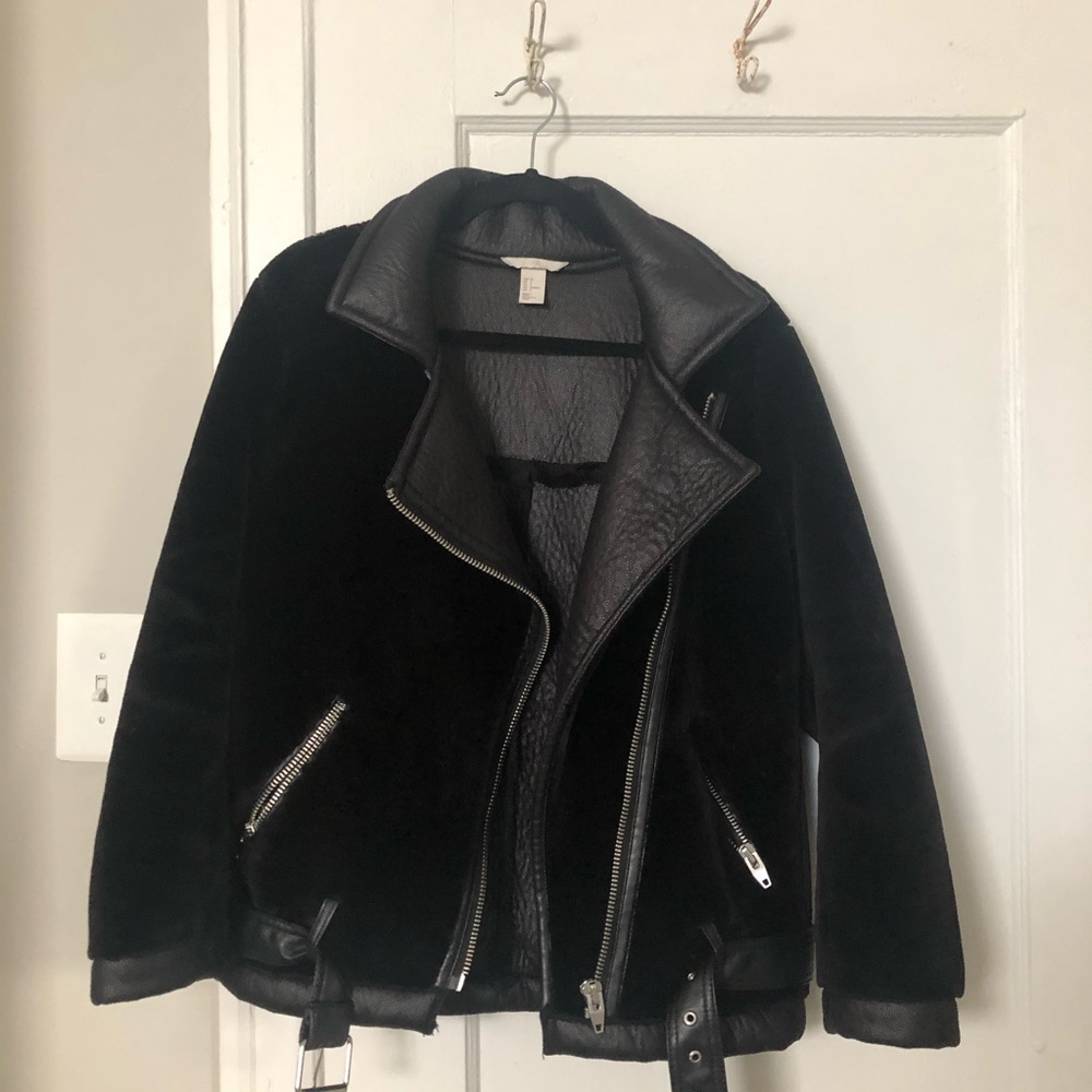 Faux Sherling biker jacket